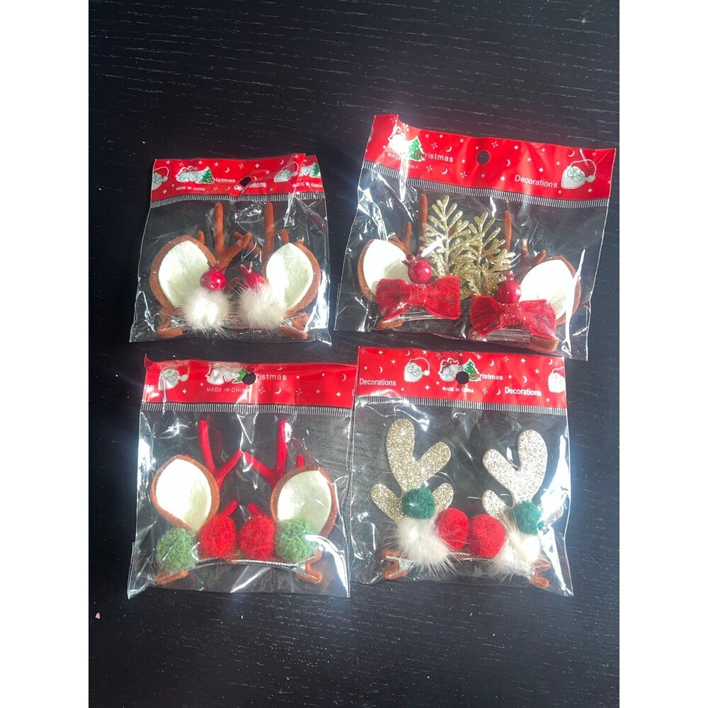 4 Christmas barrettes - reindeer antlers